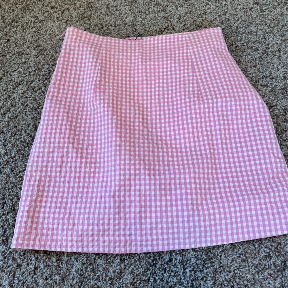 Zara Pink Gingham Pencil Skirt - Picture 2 of 3